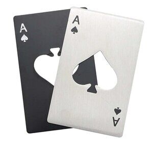 Ace of Spades Bottle Openers 2 pack 1 Silver 1 Black Stainless Steel